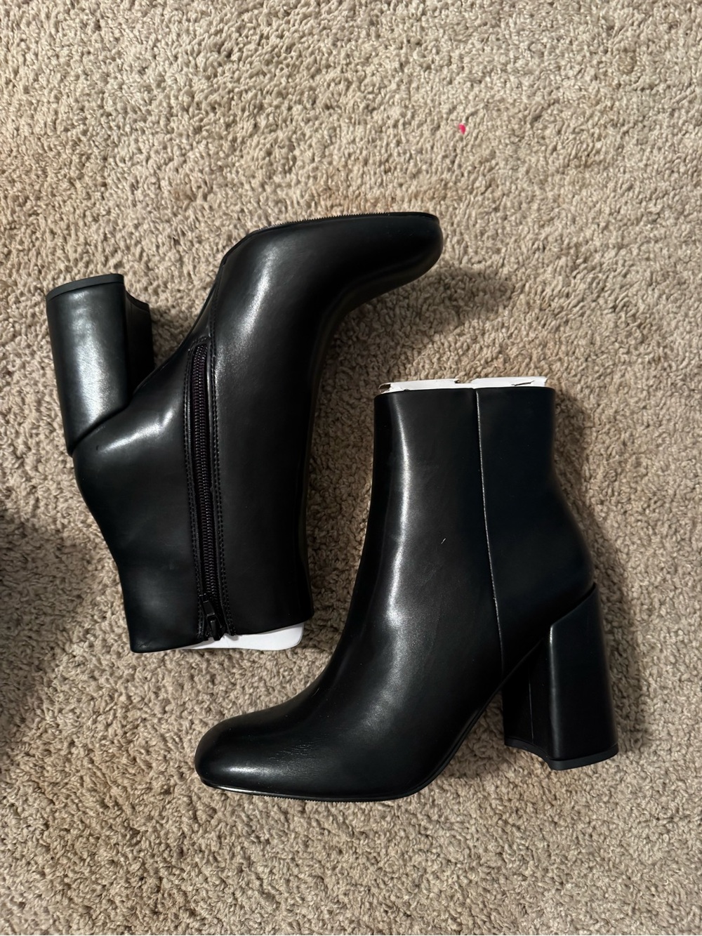 Steve Madden Black Leather Block Heel Ankle Booties